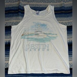 Vintage 90s Made in USA Destin Florida white Nautical boat tank - medium